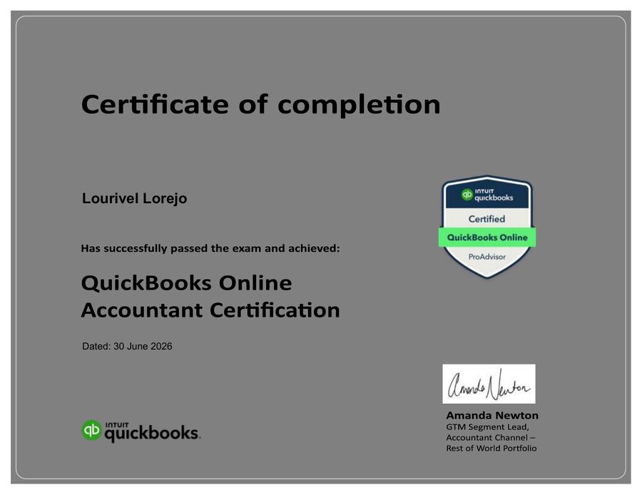 Preview of QuickBooks Online certification